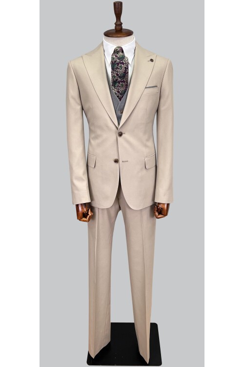 SUIT SARTORIA BEIGE  SUIT WITH DOUBLE FACED VEST 2916