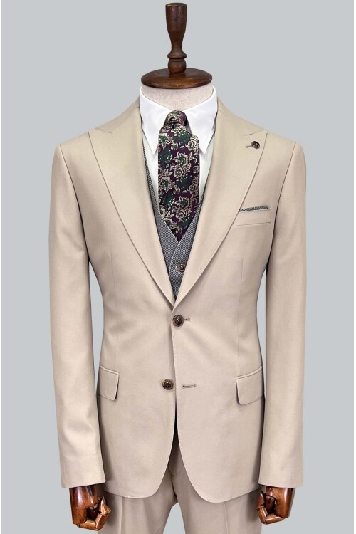 SUIT SARTORIA BEIGE  SUIT WITH DOUBLE FACED VEST 2916