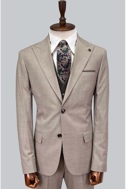 SUIT SARTORIA BEJ ÇİFT YÖNLÜ YELEKLİ TAKIM ELBİSE 2917