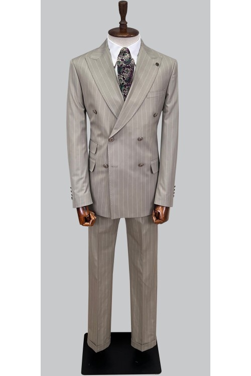 SUIT SARTORIA BEJ ÇİZGİLİ KRUVAZE TAKIM 2884