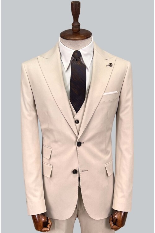 SUIT SARTORIA BEJ YELEKLİ TAKIM ELBİSE 2895