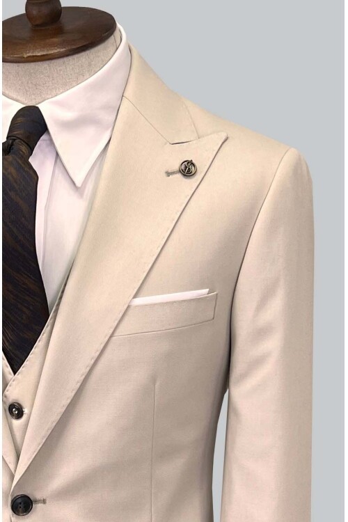 SUIT SARTORIA BEJ YELEKLİ TAKIM ELBİSE 2895