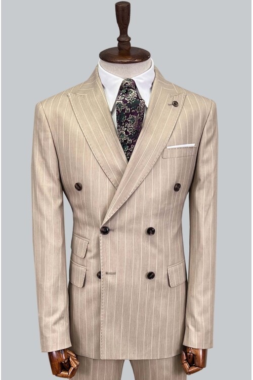 SUIT SARTORIA ÇİZGİLİ BEJ KRUVAZE TAKIM ELBİSE 2894