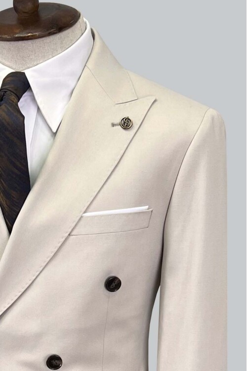 SUIT SARTORIA ÇİZGİLİ BEJ KRUVAZE TAKIM ELBİSE 2894