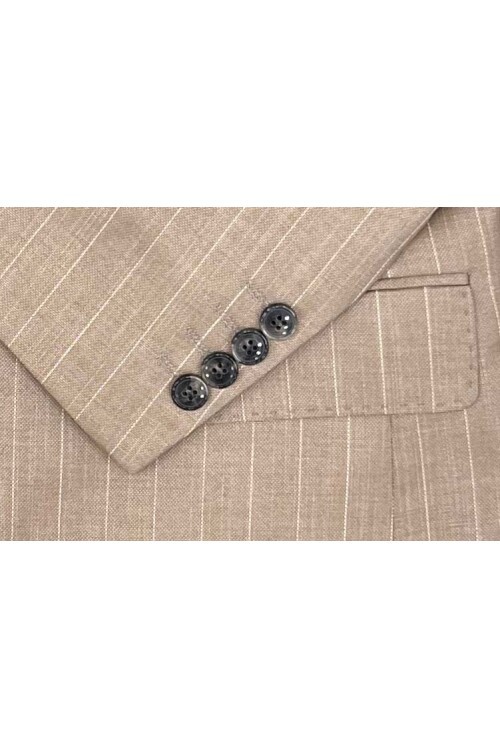 SUIT SARTORIA ÇİZGİLİ BEJ YELEKLİ TAKIM ELBİSE 2895