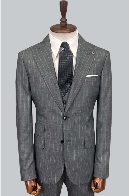 SUIT SARTORIA ÇİZGİLİ GRİ YELEKLİ TAKIM ELBİSE 2895