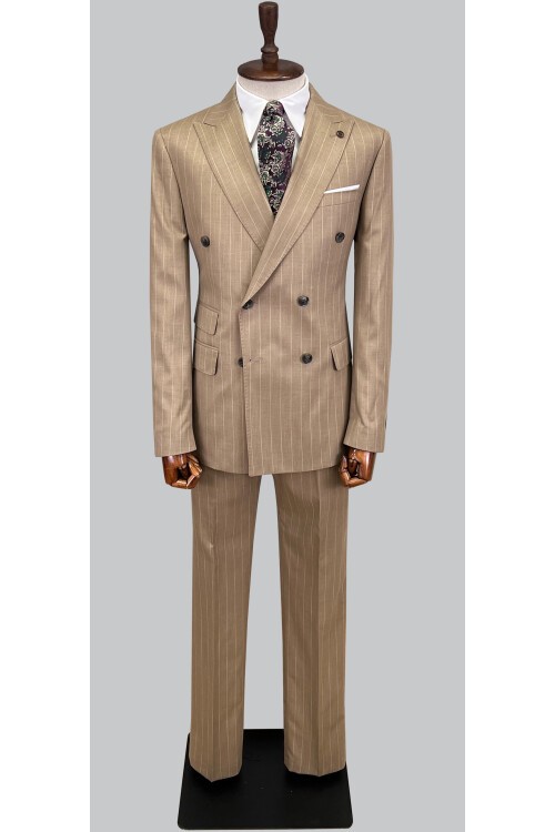 SUIT SARTORIA ÇİZGİLİ KAHVERENGİ KRUVAZE TAKIM ELBİSE 2894