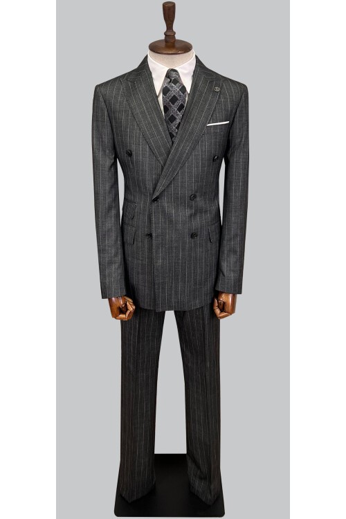 SUIT SARTORIA ÇİZGİLİ KOYU GRİ KRUVAZE TAKIM ELBİSE 2894