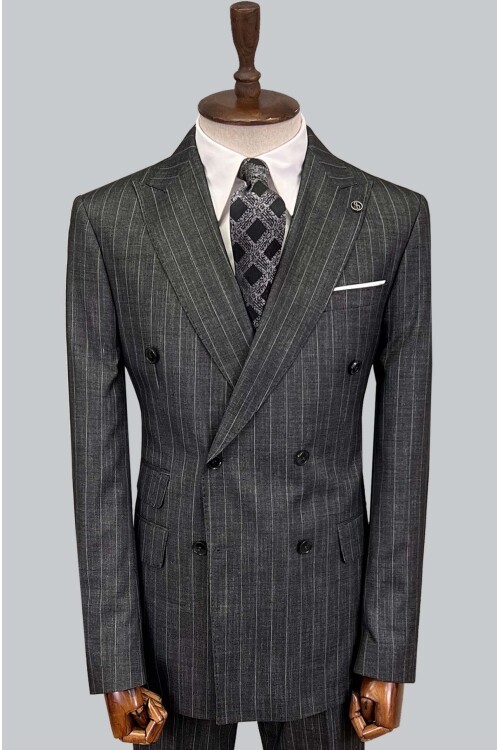 SUIT SARTORIA ÇİZGİLİ KOYU GRİ KRUVAZE TAKIM ELBİSE 2894