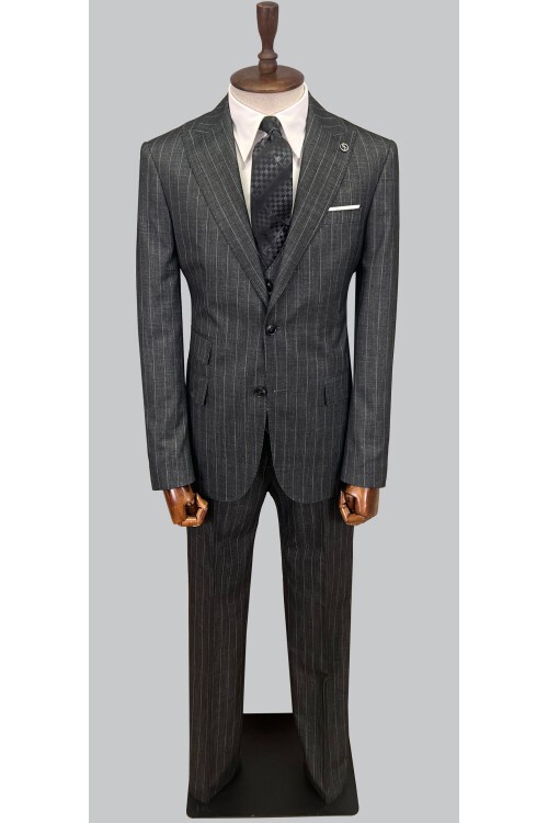 SUIT SARTORIA ÇİZGİLİ KOYU GRİ YELEKLİ TAKIM ELBİSE 2895