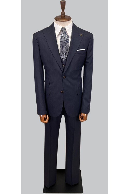 SUIT SARTORIA ÇİZGİLİ LACİVERT YELEKLİ TAKIM ELBİSE 2895