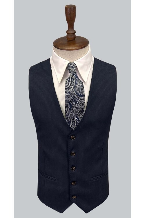 SUIT SARTORIA ÇİZGİLİ LACİVERT YELEKLİ TAKIM ELBİSE 2895