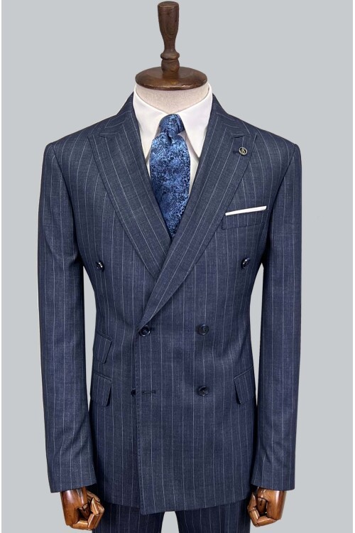 SUIT SARTORIA ÇİZGİLİ MAVİ KRUVAZE TAKIM ELBİSE 2894