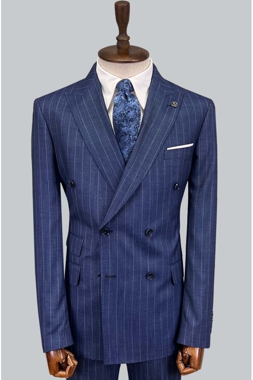 SUIT SARTORIA ÇİZGİLİ MAVİ KRUVAZE TAKIM ELBİSE 2894