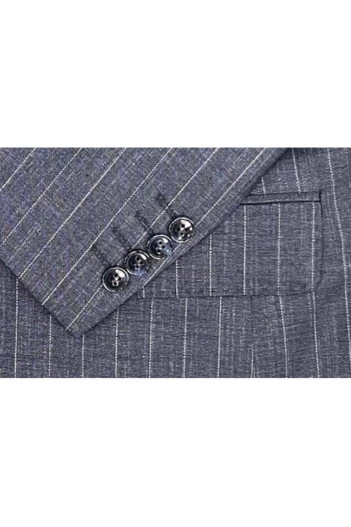 SUIT SARTORIA ÇİZGİLİ MAVİ YELEKLİ TAKIM ELBİSE 2895