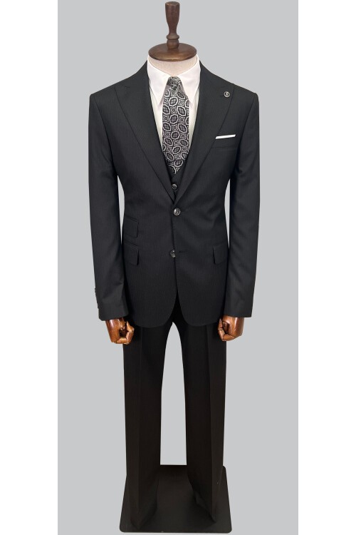 SUIT SARTORIA ÇİZGİLİ SİYAH YELEKLİ TAKIM ELBİSE 2895