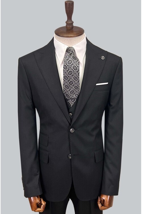 SUIT SARTORIA ÇİZGİLİ SİYAH YELEKLİ TAKIM ELBİSE 2895