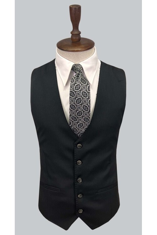 SUIT SARTORIA ÇİZGİLİ SİYAH YELEKLİ TAKIM ELBİSE 2895