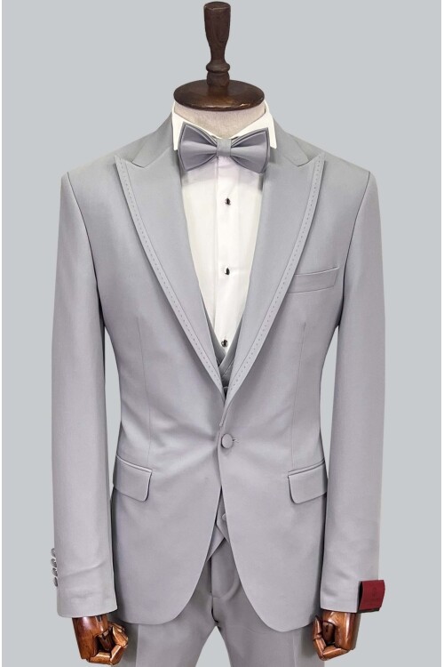 SUIT SARTORIA GRİ ÇIKMA SİVRİ YAKA DAMATLIK 5641