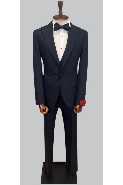 SUIT SARTORIA LACİVERT ÇIKMA SİVRİ YAKA DAMATLIK 5641