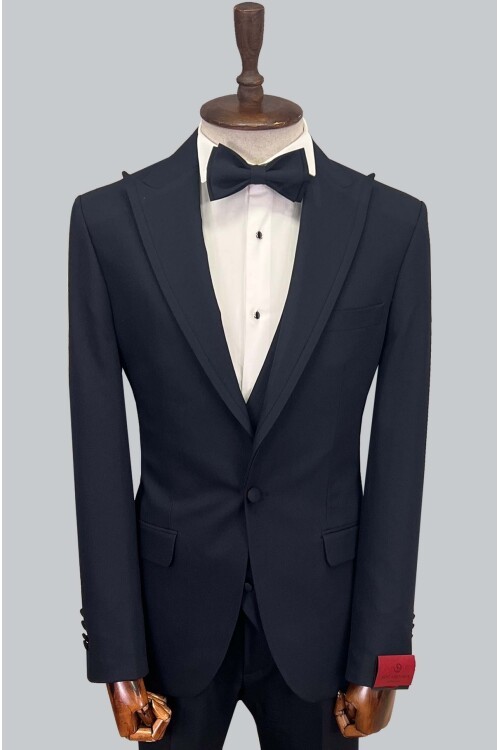 SUIT SARTORIA LACİVERT ÇIKMA SİVRİ YAKA DAMATLIK 5641