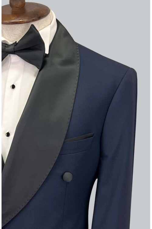 SUIT SARTORIA LACİVERT ŞAL YAKA KRUVAZE DAMATLIK 5642