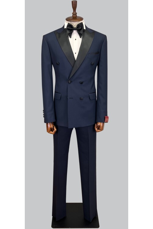 SUIT SARTORIA LACİVERT SİVRİ YAKA KRUVAZE DAMATLIK 5652