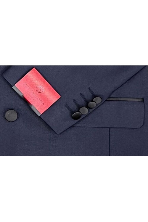 SUIT SARTORIA LACİVERT SİVRİ YAKA KRUVAZE DAMATLIK 5652