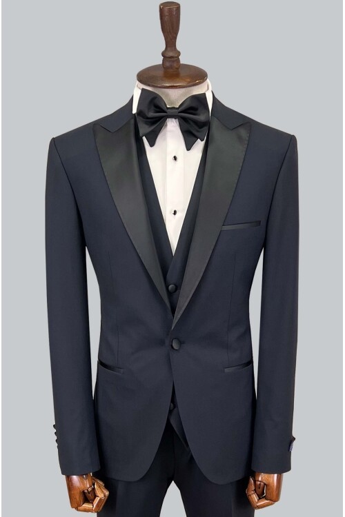 SUIT SARTORIA SİVRİ YAKA LACİVERT YÜNLÜ DAMATLIK 5624