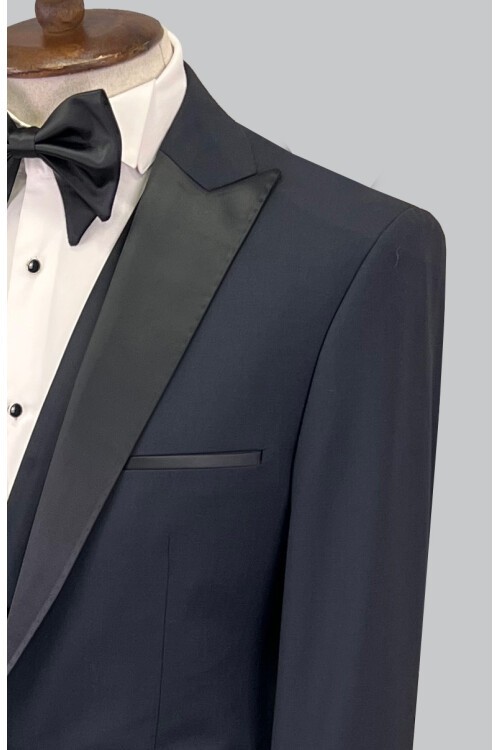 SUIT SARTORIA SİVRİ YAKA LACİVERT YÜNLÜ DAMATLIK 5624