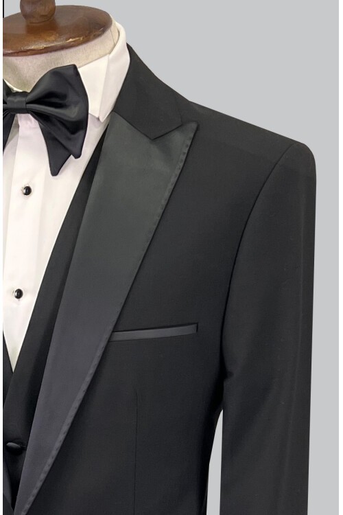 SUIT SARTORIA SİVRİ YAKA SİYAH YÜNLÜ DAMATLIK 5624