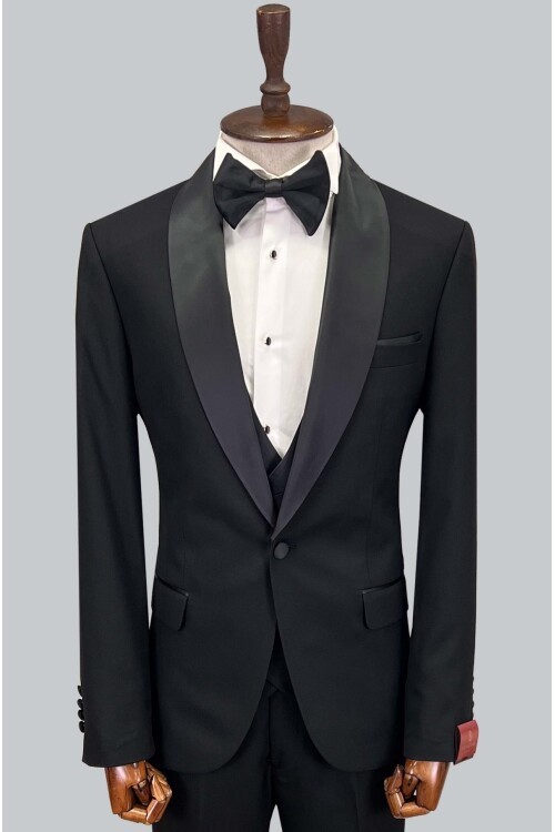 SUIT SARTORIA SİYAH ŞAL YAKA DAMATLIK 5629