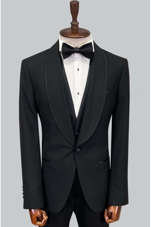 SUIT SARTORIA SİYAH ŞAL YAKA DAMATLIK 5645