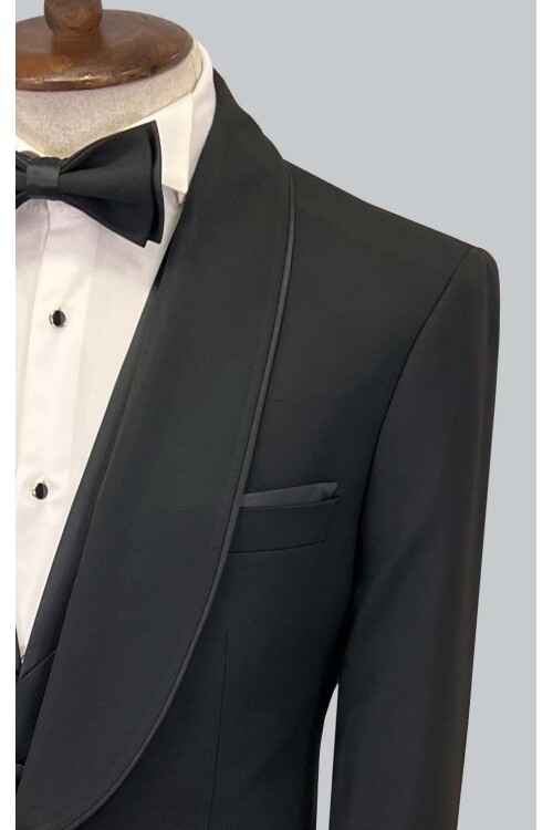 SUIT SARTORIA SİYAH ŞAL YAKA DAMATLIK 5645