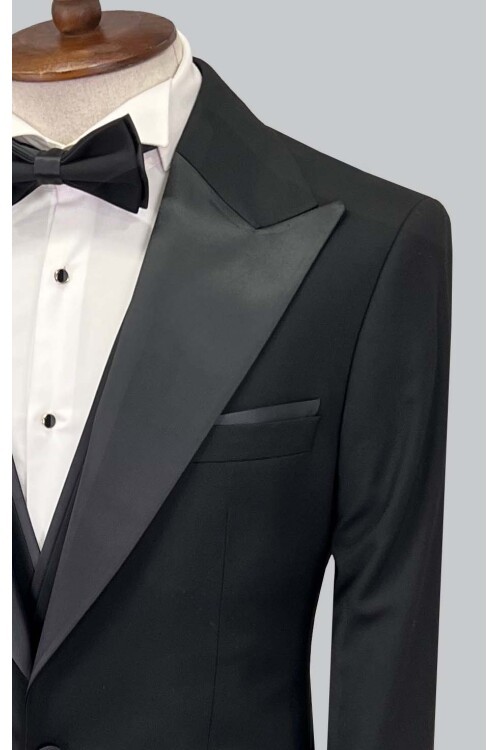 SUIT SARTORIA SİYAH SİVRİ YAKA DAMATLIK 5649