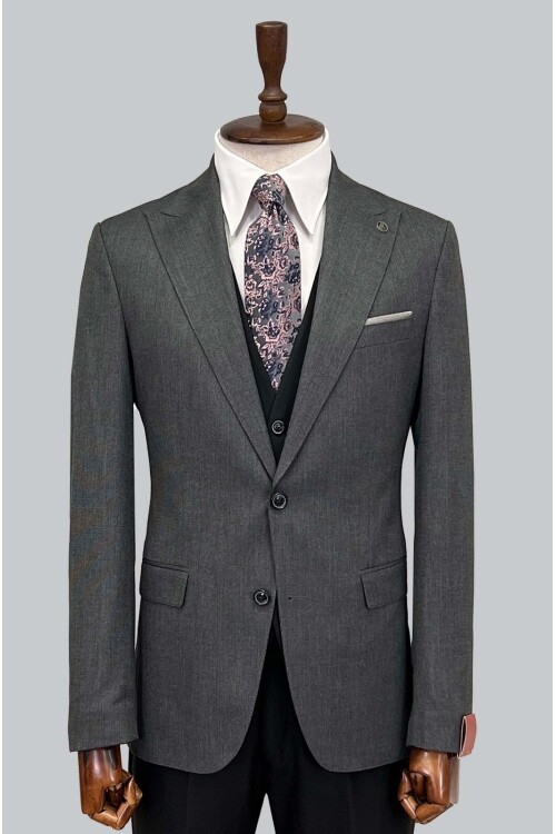 SUIT SARTORIA ÇİFT YÖNLÜ YELEKLİ KOYU GRİ TAKIM ELBİSE 2314