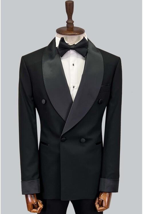 SUIT SARTORIA SİYAH ŞAL YAKA KRUVAZE DAMATLIK 5642