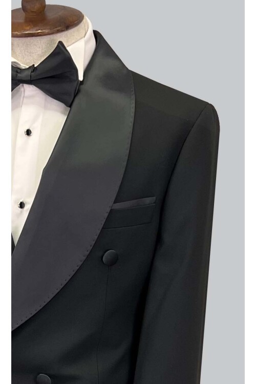 SUIT SARTORIA SİYAH ŞAL YAKA KRUVAZE DAMATLIK 5642